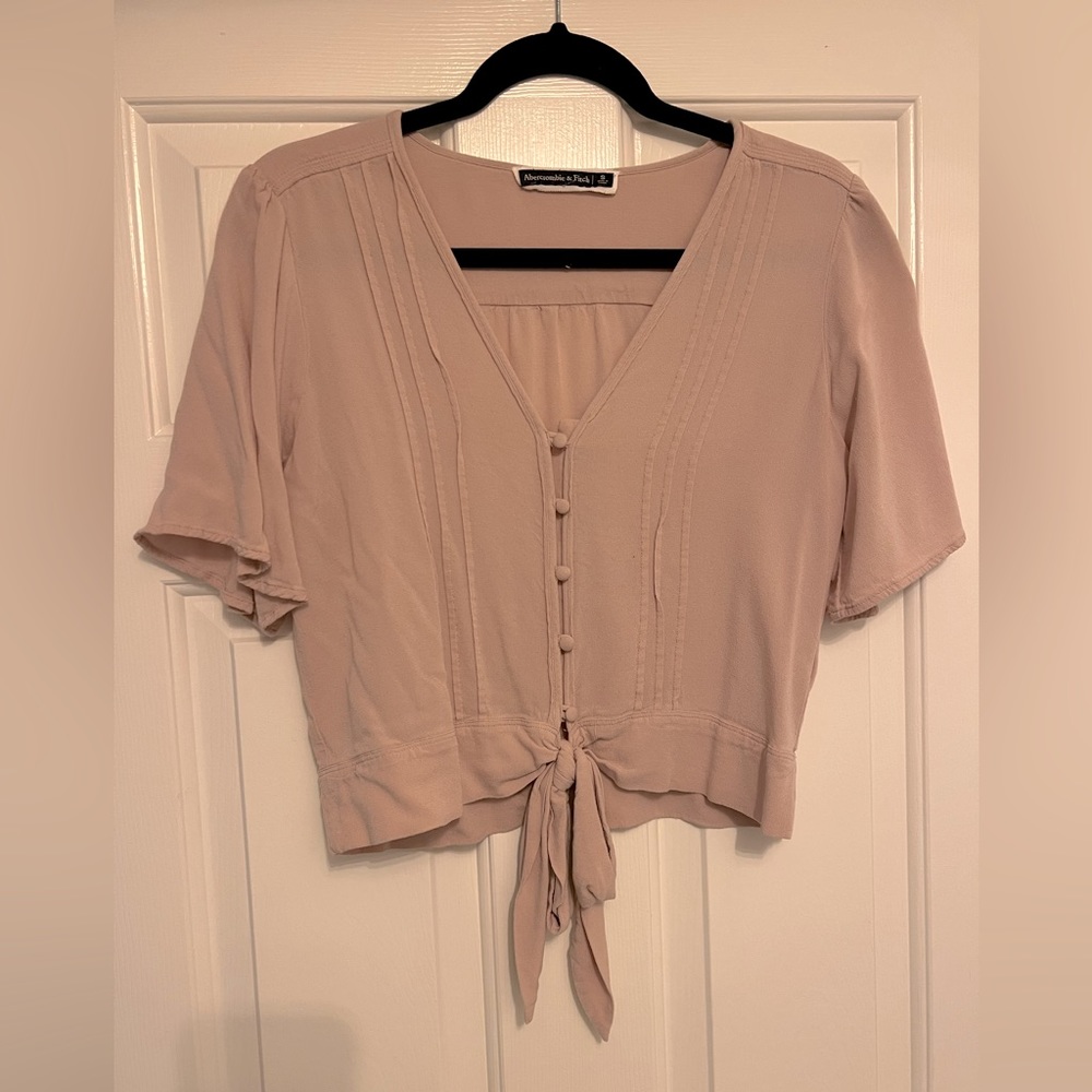 Blush Abercrombie and Fitch Tie-front Button Top